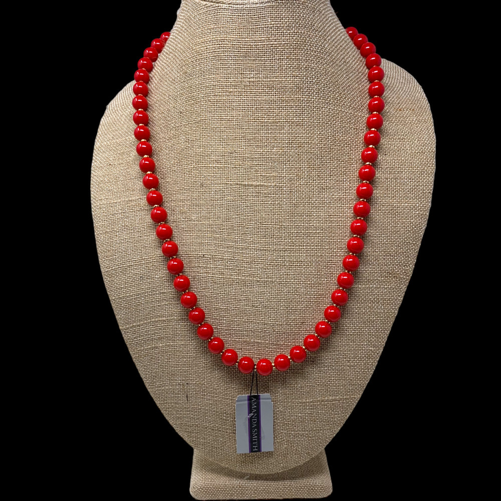 Vintage New Red Lucite Beaded Necklace Japan 30